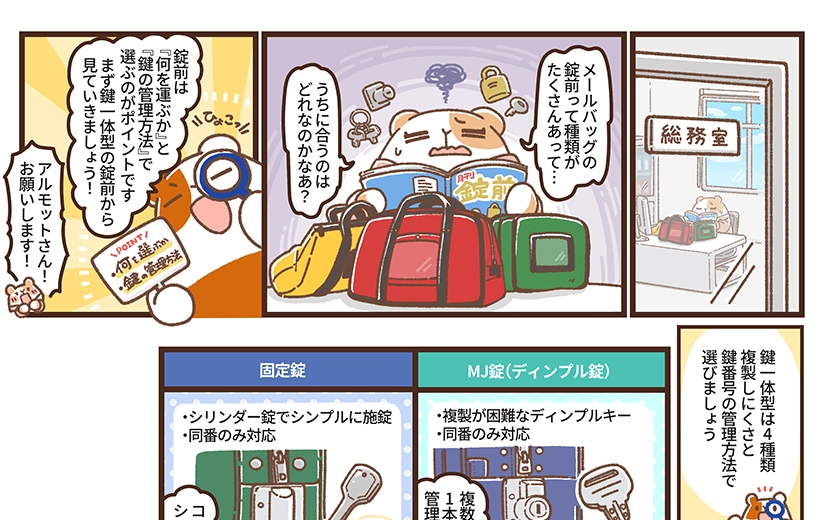 隣のアルモットくん！第40話  カギ、選んでますか？ メールバッグの錠前、全部見せます！
