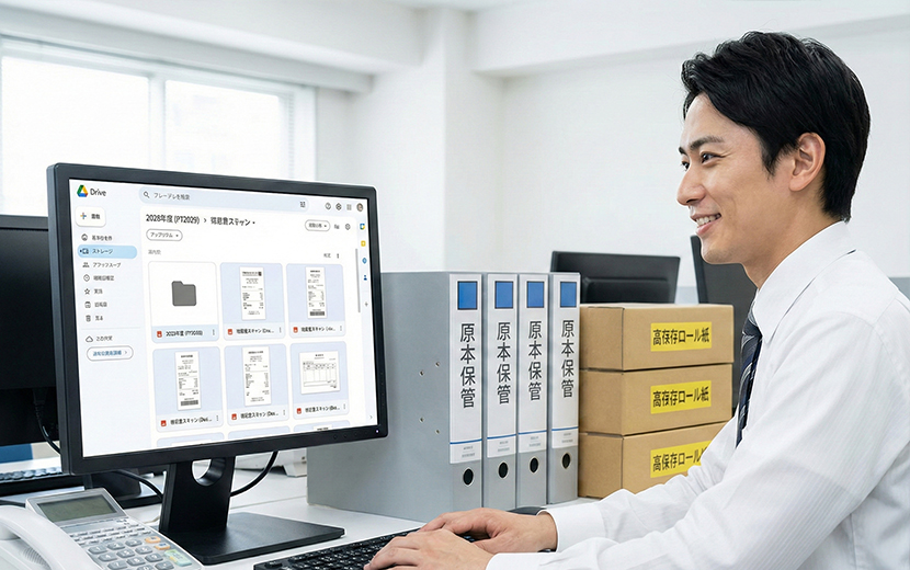 デジタルデータと紙の原本の両方で管理するイメージ