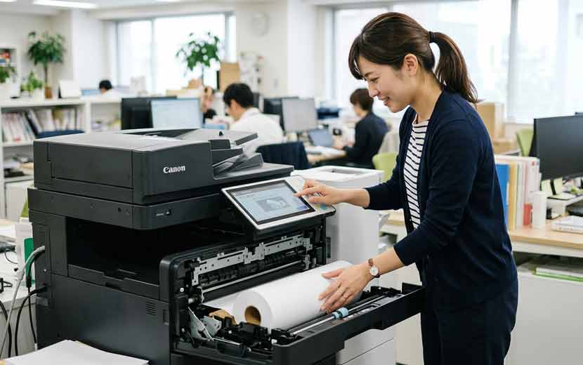 ロール紙を交換している機器の操作パネルのイメージ