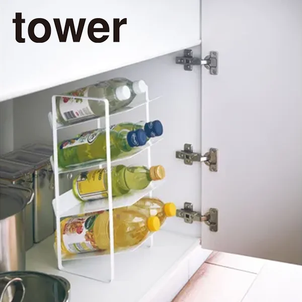 【tower】シンク下ボトルストッカー 4段 タワー (ホワイト),EZA74744,4304,4903208043045