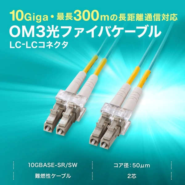 メガネ型光ファイバケーブル (マルチ50μmOM3、LC×2-LC×2、1m) HKB-OM3LCLC-01N