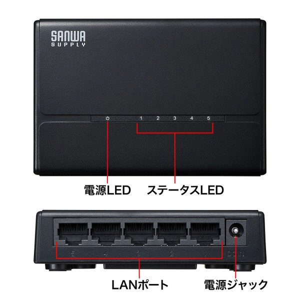 スイッチングハブ(5ポート・マグネット付き) LAN-SWHP501BK