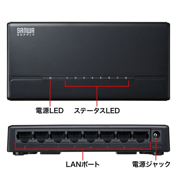 スイッチングハブ(8ポート・マグネット付き) LAN-SWHP801BK