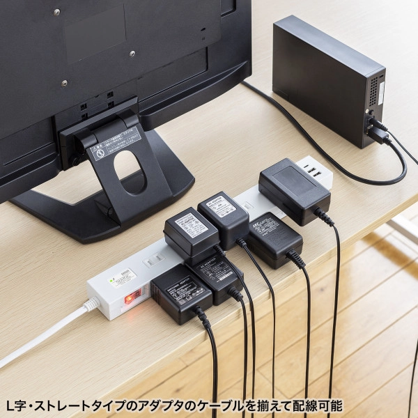 雷タップ 10個口+USB-A+Type-C(PD20W) ホワイト TAP-SP2110NUC-2W