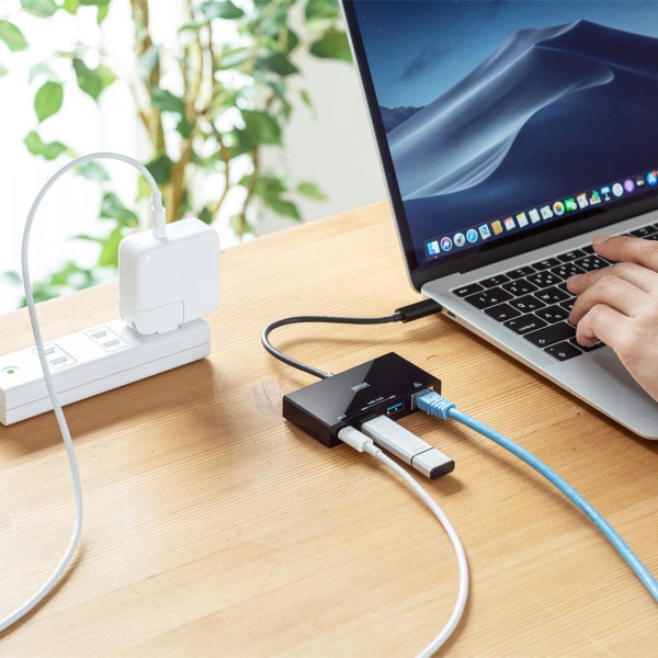 USB Type-Cハブ付き ギガビットLANアダプタ USB-3TCH20BK