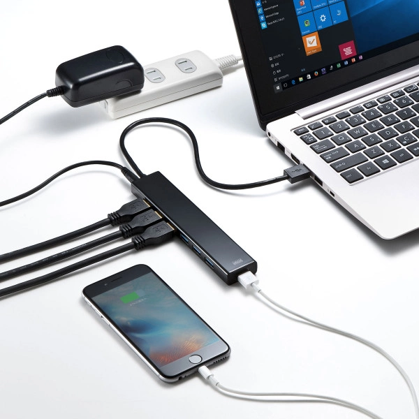 急速充電ポート付きUSB3.2Gen1 7ポートハブ USB-3H703BKN