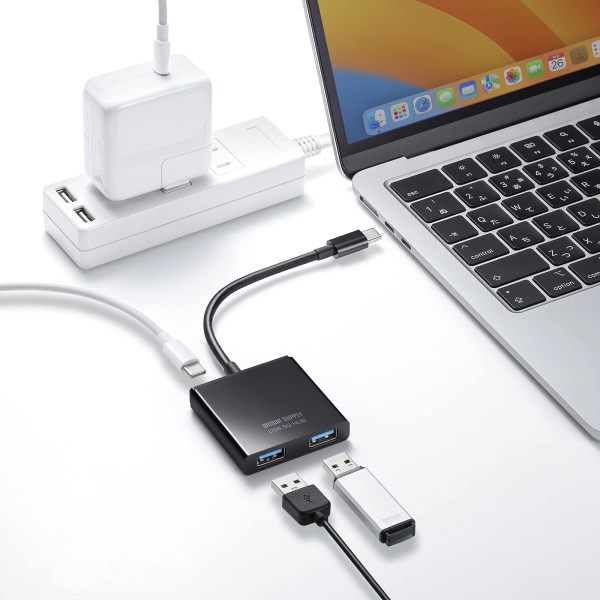 USB Type-C　ハブ（A×2/C×1） USB-3TCP9BK