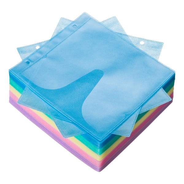 DVD・CD不織布ケース（リング穴付き・100枚入り・5色ミックス） FCD-FR100MXN