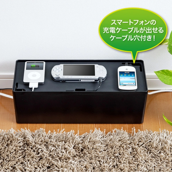 ケーブル＆タップ収納ボックス（Lサイズ・ブラック） CB-BOXP3BKN2