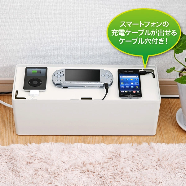 ケーブル&タップ収納ボックス(Lサイズ・ホワイト) CB-BOXP3WN2