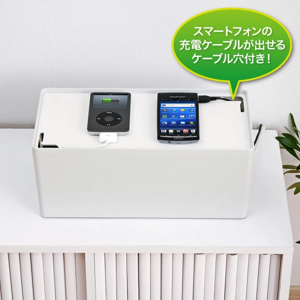 ケーブル&タップ収納ボックス(Mサイズ・ホワイト) CB-BOXP2WN2