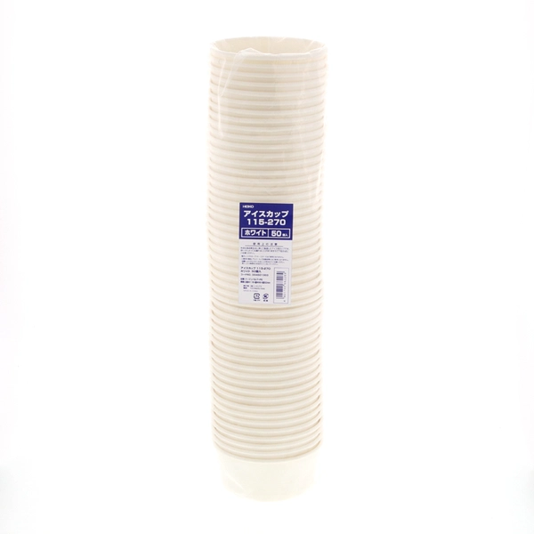 【HEIKO】製菓資材 アイスカップ 9オンス(270ml) 115-270 ホワイト 50個