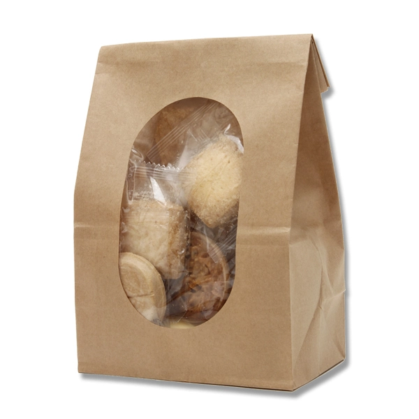 【HEIKO】紙袋 窓付袋(内側ラミネート) No.4 未晒無地 50枚×40 (2000枚)