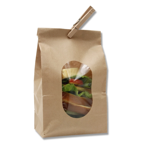 【HEIKO】紙袋 窓付袋(内側ラミネート) No.6 未晒無地 50枚