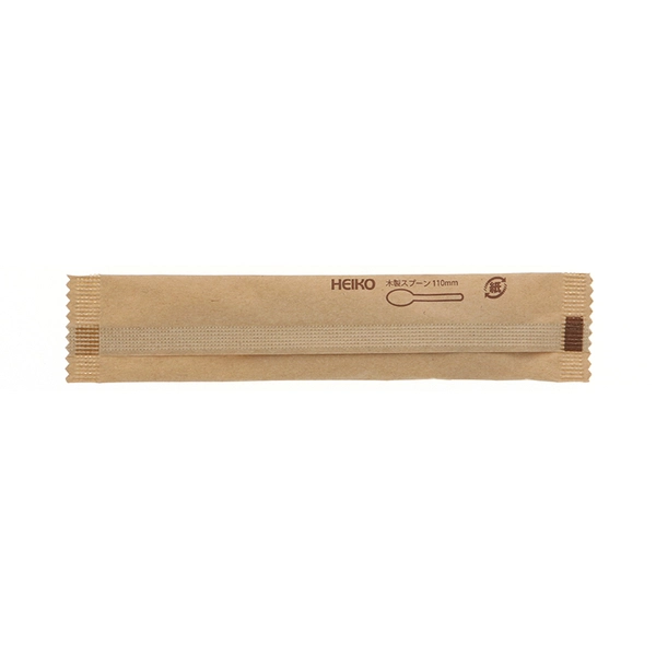 【HEIKO】木製スプーン 110mm 未晒紙完封(個包装) 100本×50 (5000本)