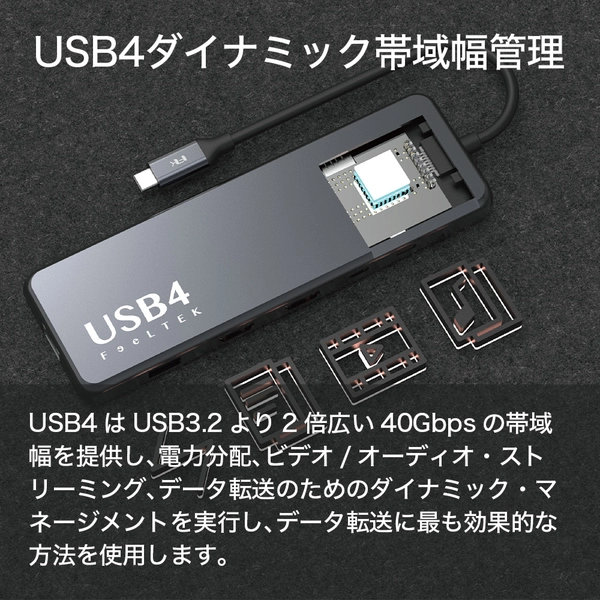 Feeltek ポータブル 10-in-1 USB4 Type-C ハブ HCM010AP2F