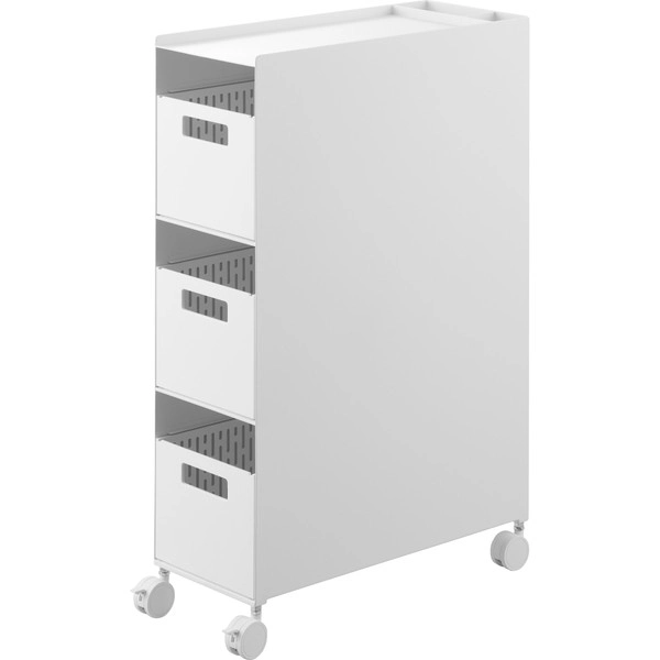 【tower】収納バスケットワゴン タワー 3段 ホワイト