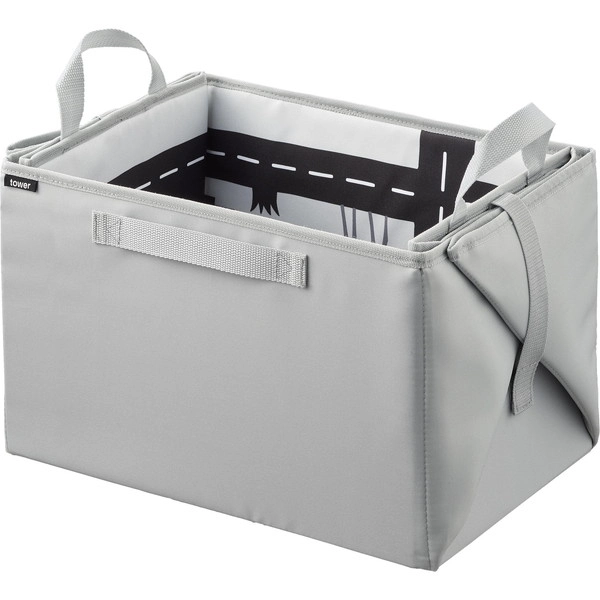 【tower】プレイマットにもなるおもちゃ収納 タワー ライトグレー