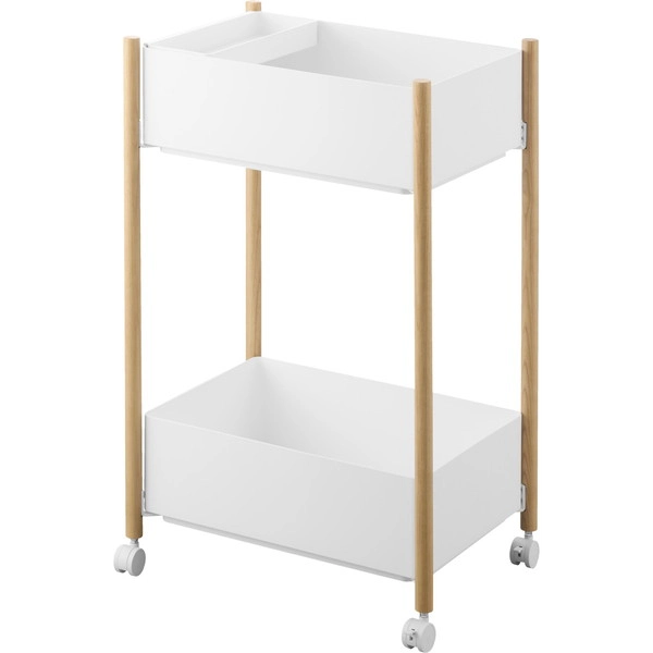 【RIN】小物トレー付き収納ワゴン 2段 リン ナチュラル
