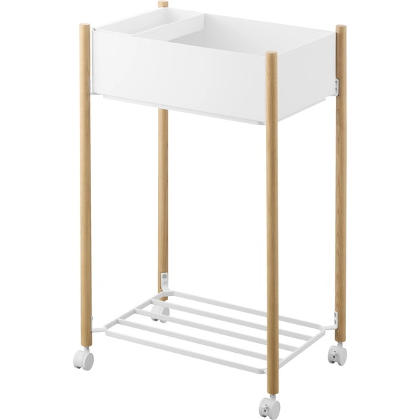 【RIN】小物トレー付き下段が棚の収納ワゴン 2段 リン ナチュラル