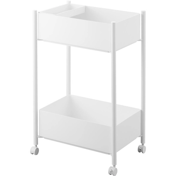 【tower】小物トレー付き収納ワゴン 2段 タワー ホワイト