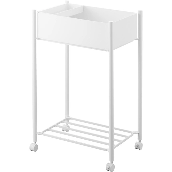 【tower】小物トレー付き下段が棚の収納ワゴン 2段 タワー ホワイト