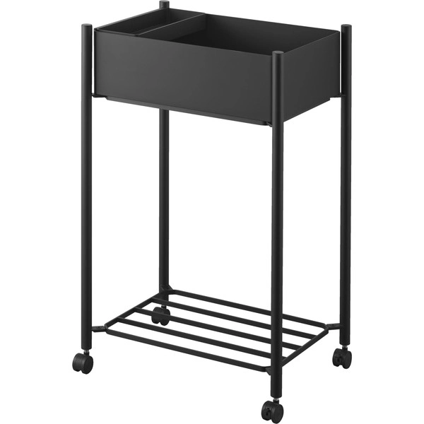 【tower】小物トレー付き下段が棚の収納ワゴン 2段 タワー ブラック