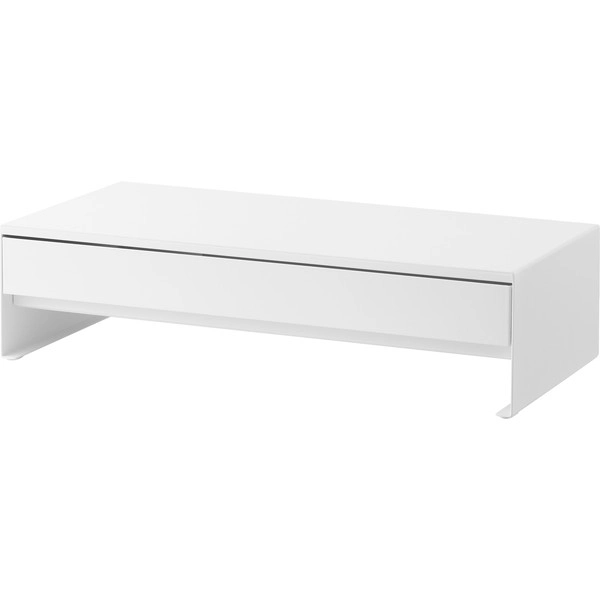 【tower】ゲームコントローラーも入る引き出し付きモニター台 タワー ホワイト