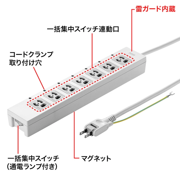 電源タップ (3P・7個口・2m) TAP-F37-2CLZ