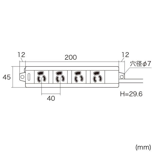 電源タップ (3P・4個口・1m) TAP-MG341N2PN-1