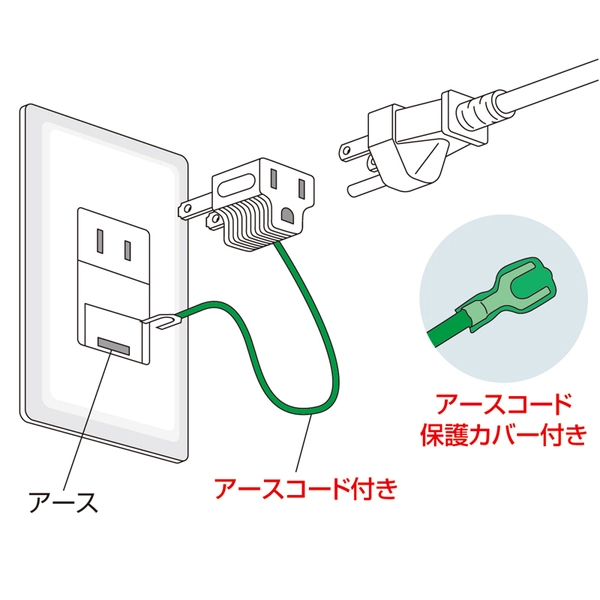 3P→2P変換アダプタ (3P・1個口・グレー) TAP-AD1GYN