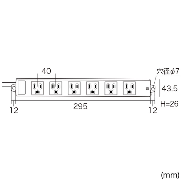 工事物件雷ガードタップ (3P・6個口・3m) TAP-K6NSP-3