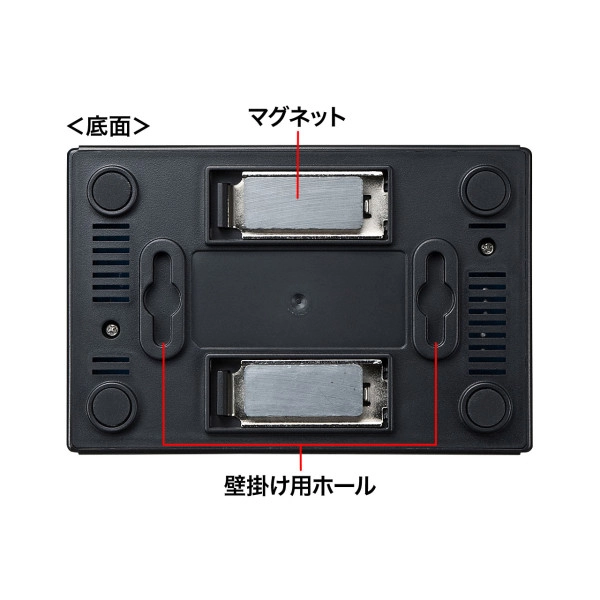 スイッチングハブ(5ポート・マグネット付き) LAN-SWHP501BK