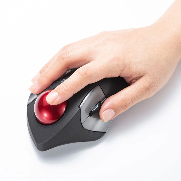 ワイヤレストラックボール(静音・5ボタン・人差し指/中指操作タイプ) MA-WTB182BK