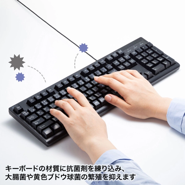 日本語109キーボード 抗菌防水防塵タイプ SKB-BS6BK