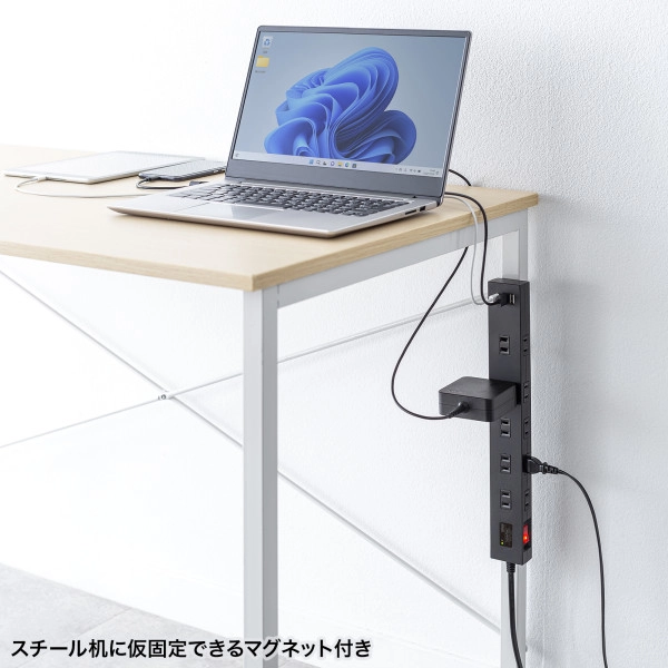 雷タップ 10個口+USB-A+Type-C(PD20W) ブラック TAP-SP2110NUC-3BK