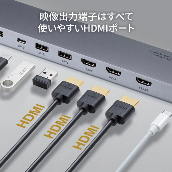 USB Type-Cドッキングステーション（HDMI×3画面出力対応） USB-CVDK13