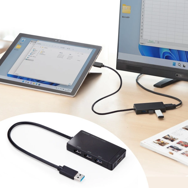 USBハブ(USB3.2 Gen1・HDMI) USB-3H332BK