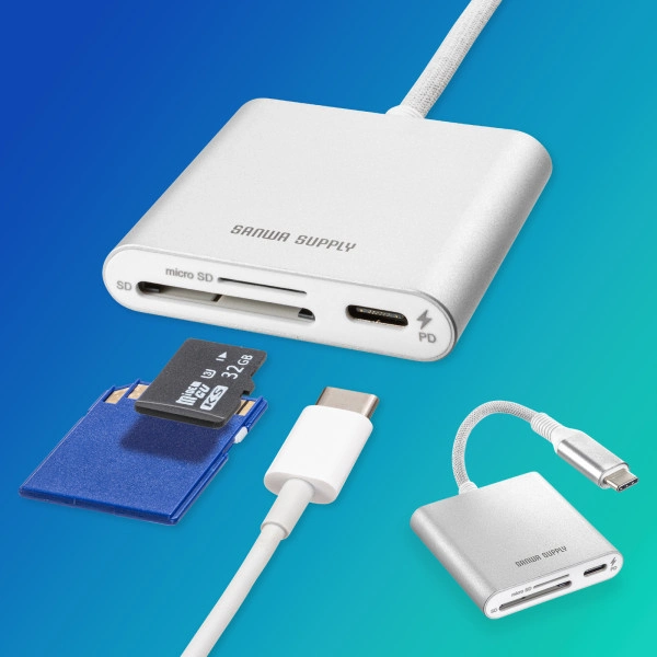 USB PD充電対応 Type-Cカードリーダー ADR-5TCSDPW