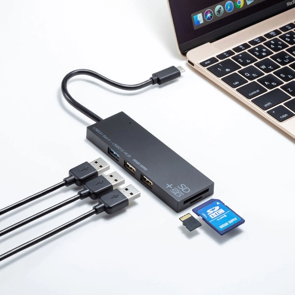 USB Type-Cコンボハブ （カードリーダー付き) USB-3TCHC16BK