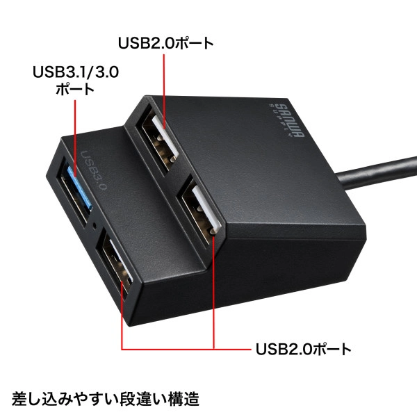 USB3.2Gen1+USB2.0コンボハブ USB-3H413BKN