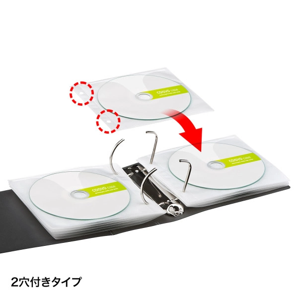DVD・CD不織布ケース（リング穴付き・100枚入り・ホワイト） FCD-FR100WN