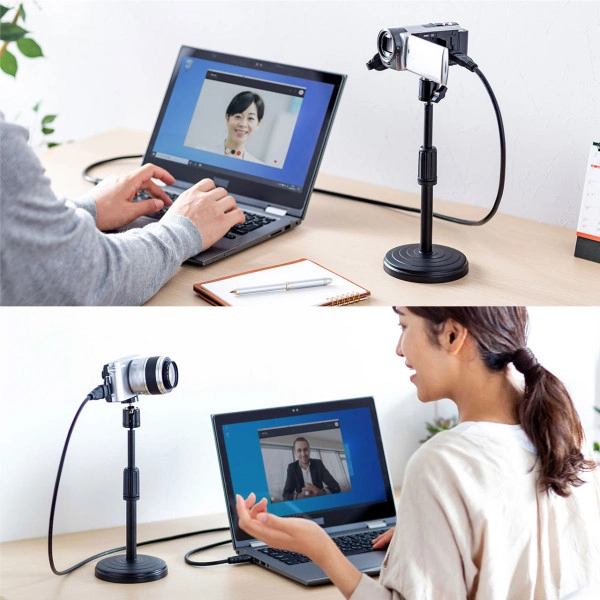WEBカメラ用卓上スタンド(スマホホルダー付き) CMS-STN1BK