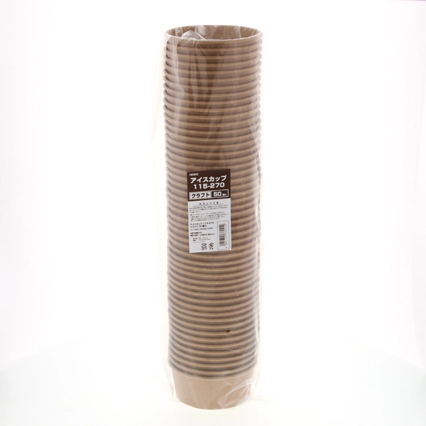 【HEIKO】製菓資材 アイスカップ 9オンス(270ml) 115-270 クラフト 50個×20 (1000個)