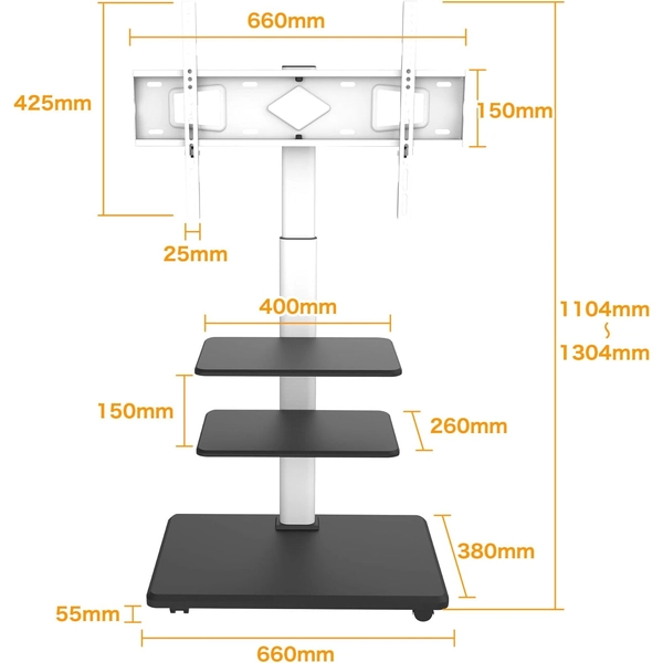 FFF テレビスタンド (ブラック) FFF-TVSTT3WBK