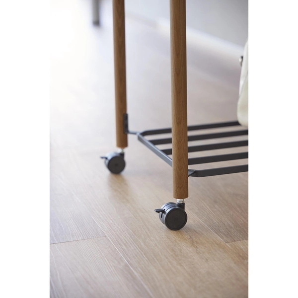 【RIN】小物トレー付き下段が棚の収納ワゴン 2段 リン ブラウン