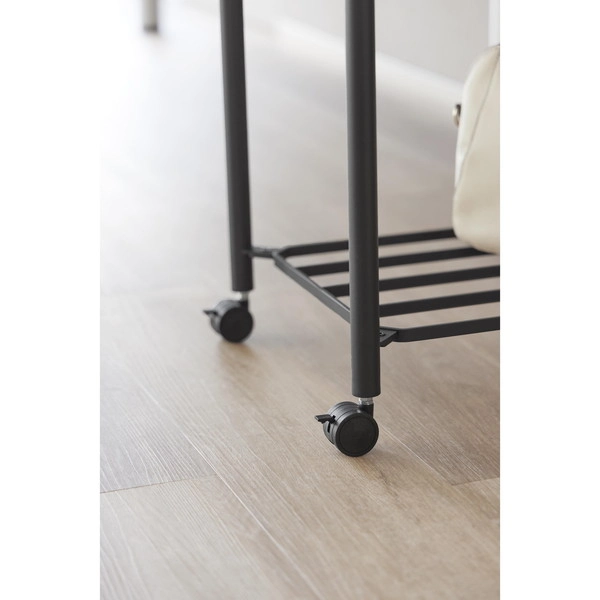 【tower】小物トレー付き下段が棚の収納ワゴン 2段 タワー ブラック