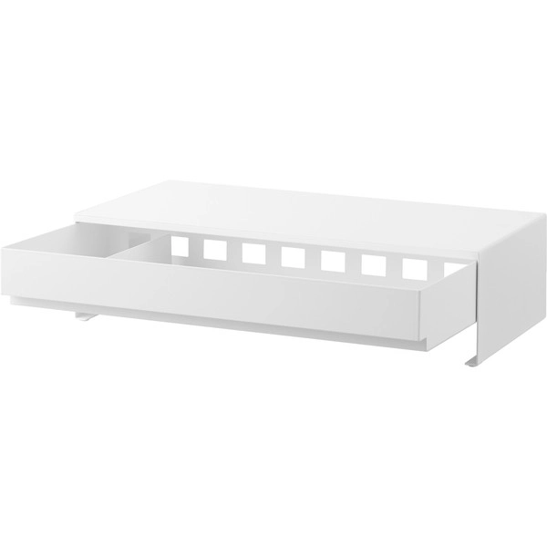 【tower】ゲームコントローラーも入る引き出し付きモニター台 タワー ホワイト