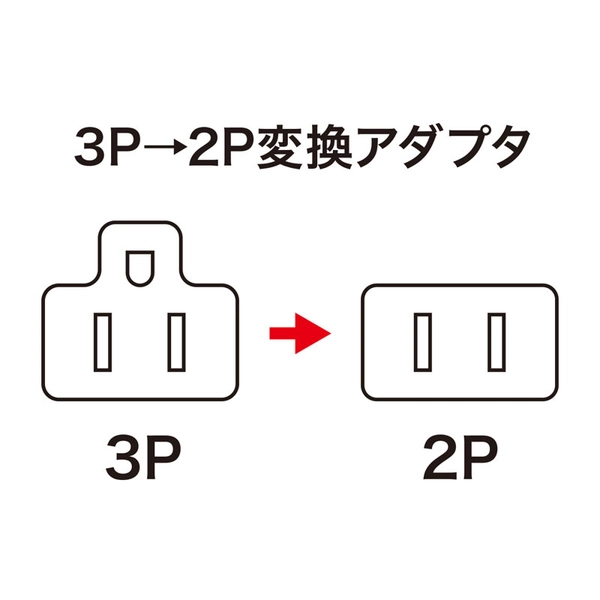 3P→2P変換アダプタ (3P・1個口・ブラック) TAP-AD1BKN