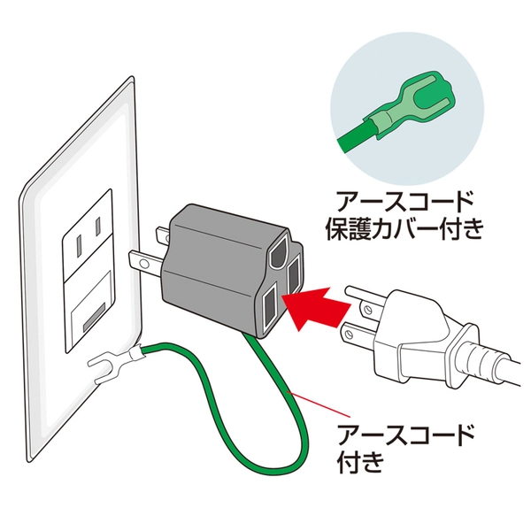 3P→2P変換アダプタ (ブラック) TAP-AD8BK